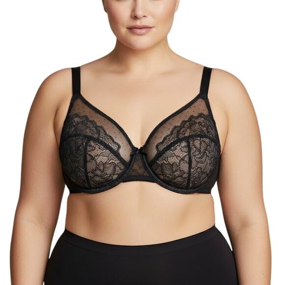 HSIA Full Coverage Unlined Underwire Bra Black Lace Plus Size NWT 36C - Picture 1 of 8